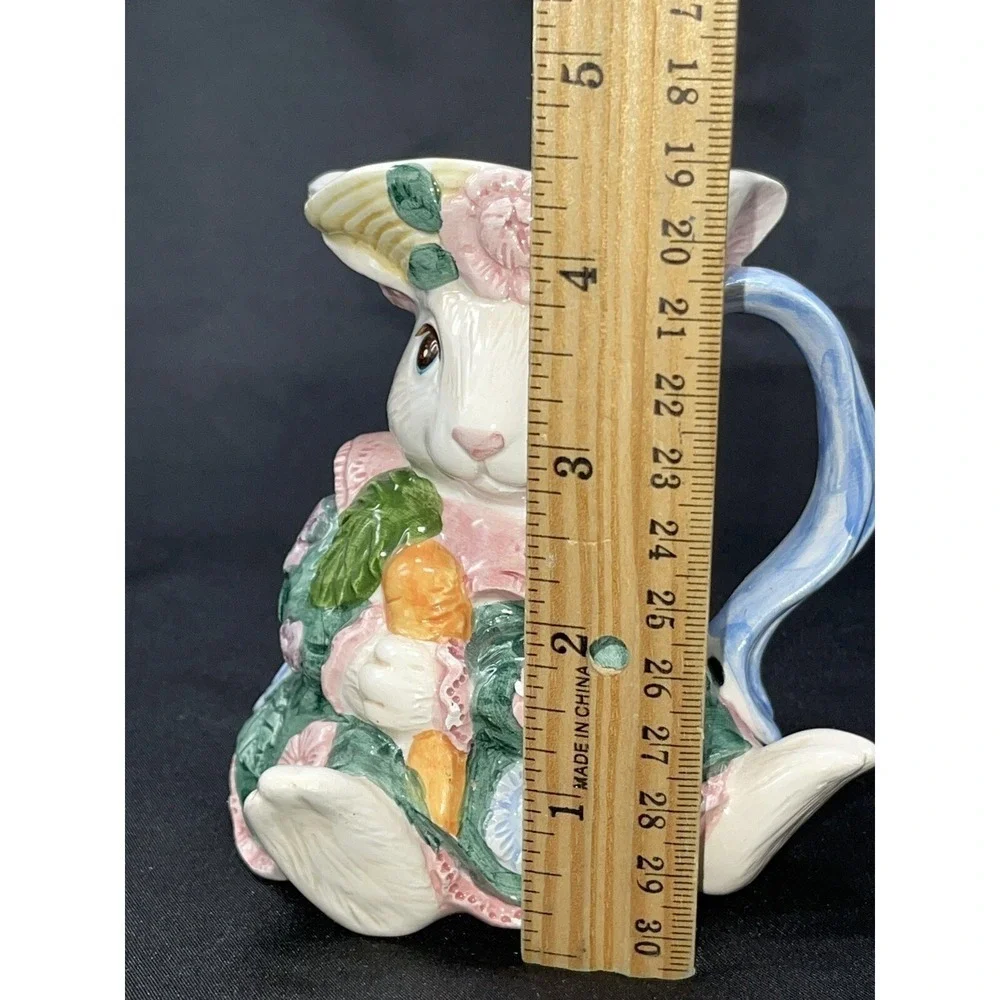1991 Fitz & Floyd Bloomers Rabbit Bunny Creamer Small Pitcher F&F Fritz Vase